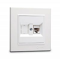 56001035 Розетка компютерная CAT5 + гнездо СП Karea IP20 бел. Makel 