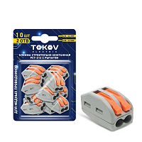 TKE-PCT-212/BL10 Клемма строительно-монтажная СМК 222-412 PCT-212 2-проводная с рычагом (блист.10шт) TOKOV ELECTRIC 