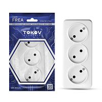 TKE-FR-R3-C01 Розетка 3-м ОП Frea 16А IP20 250В без заземл. АБС-пластик бел. TOKOV ELECTRIC 