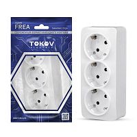 TKE-FR-R3Z-C01 Розетка 3-м ОП Frea 16А IP20 250В с заземл. АБС-пластик бел. TOKOV ELECTRIC 