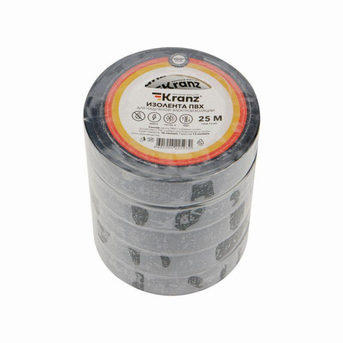 KR-09-2206 Изолента ПВХ 0.13х19мм 25м черн. Kranz  фото 5