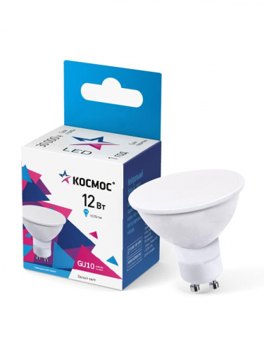 LkecLED12wGU10C45 Лампа светодиодная GU10 12Вт 174-265В 4500К КОСМОС 