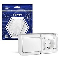 TKE-NX-V1RZ-C01T-IP54 Блок ОП Nix (розетка 16А 250В с заземл. 1-кл. выкл. 10А) IP54 бел. TOKOV ELECTRIC 