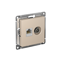 ATN001289 Розетка компьютерная + телевизионная 2-м СП AtlasDesign RJ45 кат.5E + TV механизм песочн. SE 