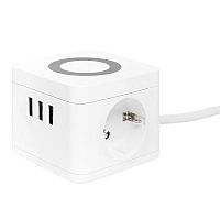 UBA-CUB-3-WC Удлинитель "Куб" 2х1.3м 3USB 2.4А+зарядное устройство 1кв.мм EKF 