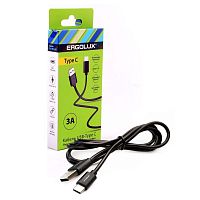 15094 Кабель USB-Type C 3А 1.2м зарядка + передача данных черн. (коробка) ERGOLUX 