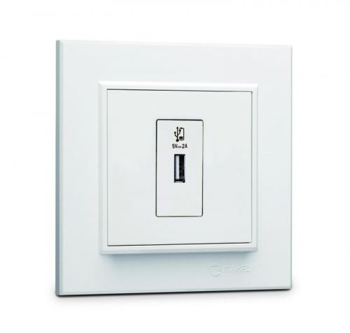 56001465 Розетка для зарядного устройства USB KAREA бел. Makel 