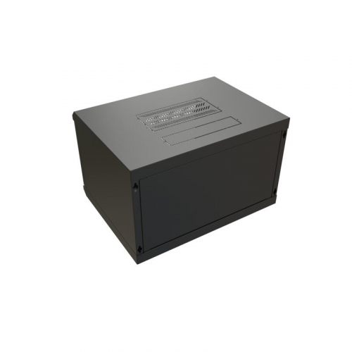 520243 Шкаф настенный 19дюйм WR-TW-0966-GP-RAL9004 (19дюйм) 9U 500х600х600мм RAL 9004 стеклянная дверь черн. (разобранный) WRline 