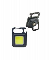 KOC207Lit Фонарь-брелок аккумуляторный походный кемпинг 6Вт COB LED Li-po 502030 200мА.ч USB-шнур type C корпус ABS-пластик алюм. открывалка магнит на корпусе карабин регулируемая подставка КОСМОС 