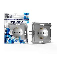 TKE-PX-R1Z-C03 Розетка 1-м СП Pixel 16А IP20 с заземл. механизм алюм. TOKOV ELECTRIC 