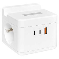 UBA-CUB-2-FC Удлинитель "Куб" 2х1.3м USB + 2Type C с быстрой зарядкой подставкой под телефон и ночником 1кв.мм EKF 