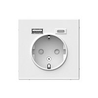 GAL000132 Розетка ArtGallery 16А с 2-мя заряд. устройствами USB A+C 5В/2.4А/3А 2х5В/1.5А механизм бел. SE 