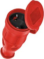 RKsm-Z-IP(R)16A Розетка 16А IP44 прямая с заземл. каучук красн. КОСМОС 