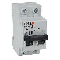 318226 Выключатель автоматический модульный 2п B 16А 4.5кА ВА47-29-2B16-УХЛ3 КЭАЗ 