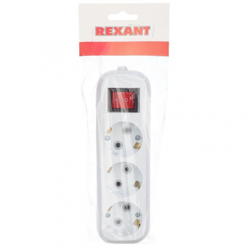 11-8706 Колодка удлинителя 3-м с заземл. с кнопкой Rexant  фото 4
