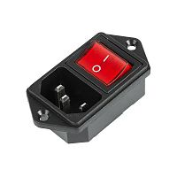 36-2282 Выключатель клавишный 250В 6А (4с) ON-OFF подсветка+штекер C14 3PIN красн. Rexant 