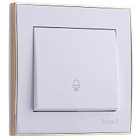 703-0226-103 Кнопка звонка Rain с зол. боковой вставкой бел. LEZARD 