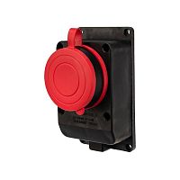 111-007 Розетка влагозащ. настенная с крышкой 3P+PE 32А IP44 черн. каучук Rexant 