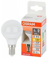 4058075695832 Лампа светодиодная LED Star 5Вт 2700К тепл. бел. E14 470лм P угол пучка 180град. 170-250В (замена 40Вт) матов. пластик OSRAM 