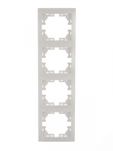 701-0200-154 Рамка 4-м Mira вертикал. бел. LEZARD 