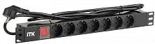 PH12-7D1 Блок розеток 7 мест PDU (немец. станд.) с LED выкл. 1U шнур 2м вилка алюм. профиль ITK 