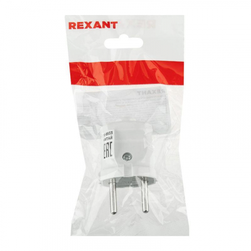 11-8933 Вилка прямая 6А без заземл. бел. Rexant  фото 4