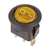 36-2572 Выключатель клавишный круглый 250В 6А (3с) ON-OFF желт. с подсветкой (RWB-214 SC-214 MIRS-101-8) Rexant 