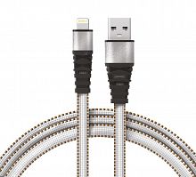 18-7056 Кабель USB-Lightning 2.4А 1м бел. нейлоновая оплетка Rexant 