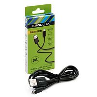 15093 Кабель USB-Micro USB 3А 1.2м зарядка + передача данных черн. (коробка) ERGOLUX 