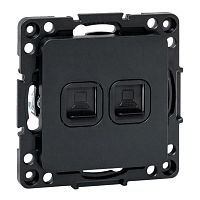 EZK02-035-10 Розетка компьютерная 2-м Стокгольм RJ-45 механизм черн. EKF 