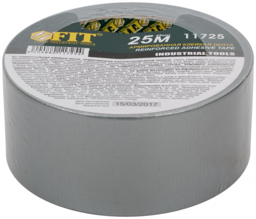 11725 Лента клейкая универсальная армированная "Ductape" 48ммх25м FIT  фото 3