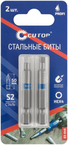 83-649 Бита ПРОФИ/Profi HEX4 50мм сталь (уп.2шт) Cutop  фото 3