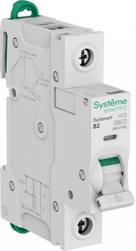 S9F31102 Выключатель автоматический 1п B 2А 10кА Systeme9 230В SE 