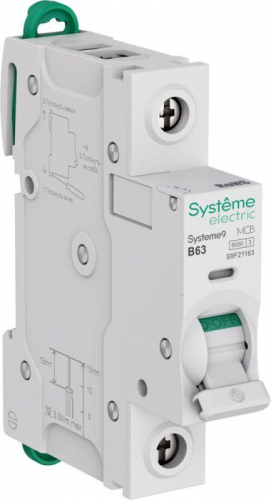 S9F21163 Выключатель автоматический 1п B 63А 6кА Systeme9 230В SE 