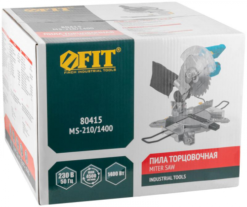 80415 Пила торцовочная 1400Вт 4500об/мин 210/30мм FIT  фото 3