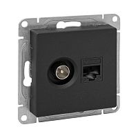 UP1-SOB-TV+RJ Розетка телевизионная + компьютерная СП Эпика TV + RJ45 кат.5 механизм черн. EKF 