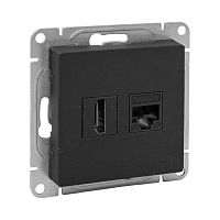UP1-SOB-HDMI+RJ45 Розетка СП Эпика HDMI + RJ45 кат.5 механизм черн. EKF 