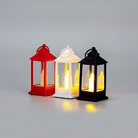 513-068 Фонарь декоративный (фигура) 5.5х5.5х12.5см тепл. бел. со свечкой 3хLR1130 (в комплекте) корпус бел./красн./черн. Neon-Night 