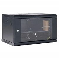 04-0964-112 Шкаф телекоммуникационный настенный 19дюйм 9U 600х450х501 дверь стекло стенка задняя боковые съемные стенки разборный черн. RAL9005 Rexant 