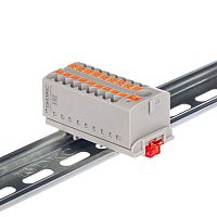 DTP1-118-104SPUG-V Блок распределительный с вертикал. адаптером на рейки шир. 15/35мм зажим push-in 1 ввод 6кв.мм 18 точек подключения 2.5кв.мм сер. DKC 