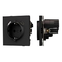054607 Розетка 1-м СП SCT-TENDO-MUAC-SFPL-BK 16А IP20 230В с USB зарядкой механизм Arlight 
