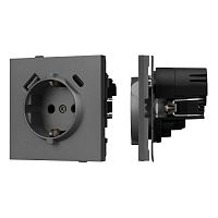 054609 Розетка 1-м СП SCT-TENDO-MUAC-SFPL-GR 16А IP20 230В с USB зарядкой механизм Arlight 