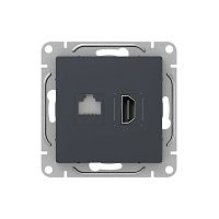 UP1-SOG-HDMI-RJ45 Розетка СП Эпика HDMI + RJ45 кат.5 механизм графит EKF 