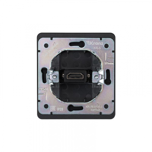 KR-78-0730-3 Розетка СП ROUND HDMI IP20 оникс Kranz  фото 3