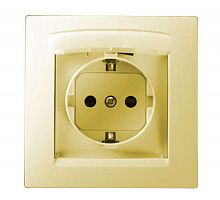 1590450-031 Розетка 1-м СП Simon15 16А IP44 250В с заземл. Schuko защ. шторки с крышкой винт. клеммы сл. кость Simon 