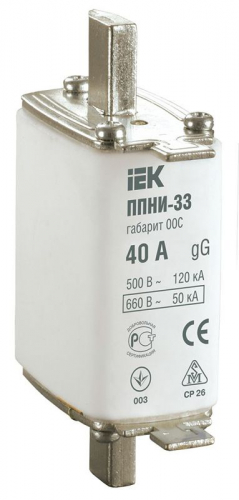 DPP11-040 Вставка плавкая ППНИ-33 40А габарит 00С IEK 