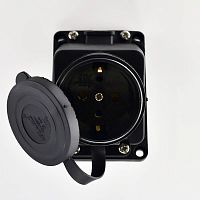 106-0400-0104/104 Розетка ОП 16А 2P+PE IP44 220-240В наклонная каучук LEZARD 