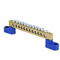 sn0-125-12-2 Шина нулевая N 8х12 12 отвер. латунь 2 син. угловых изолятора PROxima EKF 