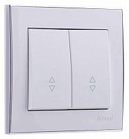 703-0225-106 Переключатель проходной 2-кл. СП Rain 10А IP20 с хром. боковой вставкой бел. LEZARD 