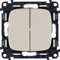 752808 Переключатель 2-кл. СП Valena Allure 10А IP20 250В с лицев. панелью безвинтов. зажимы механизм сл. кость Leg 